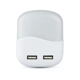   Tájoló lámpa LED éjszakai lámpa 0,45W 4000K szürkületérzékelővel és USB porttal Négyzetes Fehér Samsung Chip VT-84 V-TAC