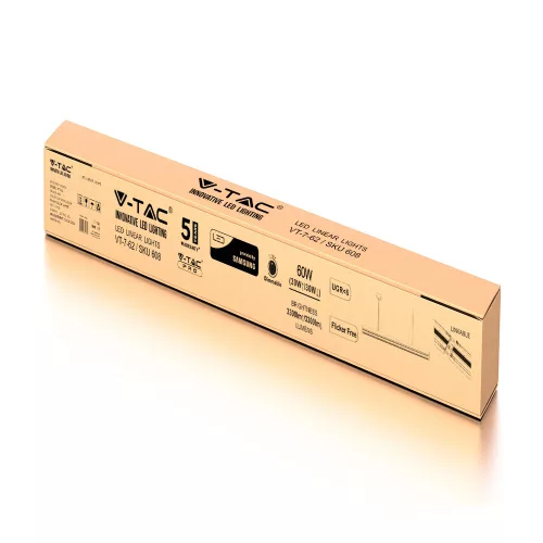 LED Lineáris Fixture 60W 4000K függő fehér fényerőszabályzó Samsung Chip VT-7-62 V-TAC - 5 év garancia