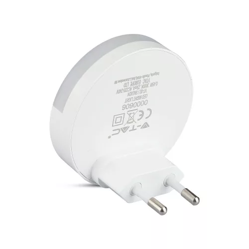 Tájoló lámpa LED éjszakai lámpa 0,45W 3000K Alkonyatérzékelővel Kerek Fehér Samsung Chip VT-82 V-TAC