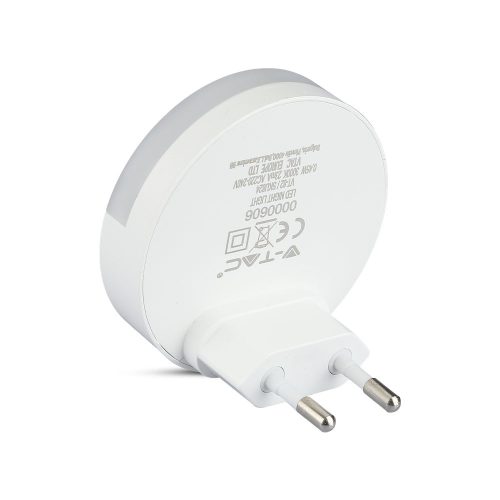Tájoló lámpa LED éjszakai lámpa 0,45W 4000K Alkonyatérzékelővel Kerek Fehér Samsung Chip VT-82 V-TAC