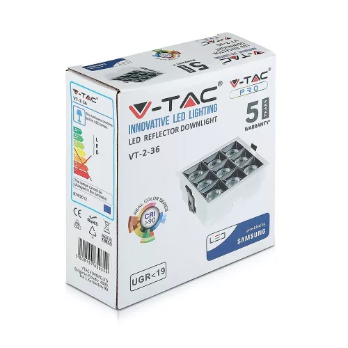LED Spot süllyesztett lámpatest 36W 5700K Fix SMD SAMSUNG CHIP 12'D VT-2-36 V-TAC