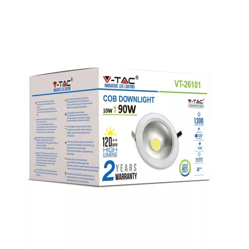Süllyesztett LED Spot lámpatest 10W 6400K Fix COB VT-26101 V-TAC