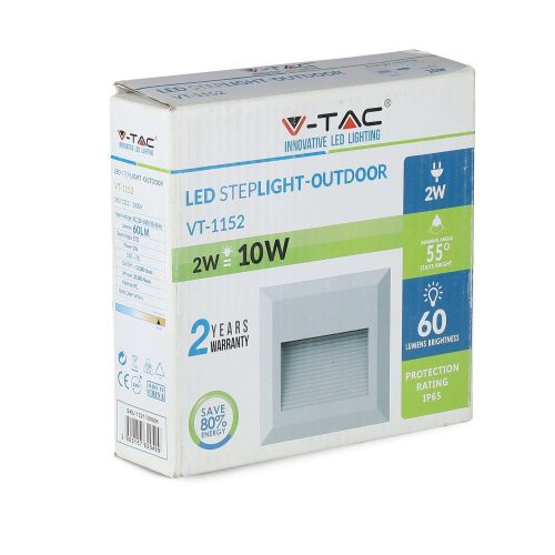 LED lépcsőházi lámpa 2W 3000K négyzet alakú fehér lépcsőlámpa VT-1152 V-TAC