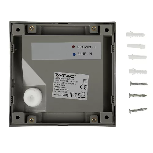 LED lépcsőlámpa 2W 4000K négyzetszürke lépcsőlámpa VT-1152 V-TAC