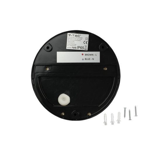 LED lépcsőházi lámpa 3W 3000K kerek fekete lépcsőlámpa VT-1182 V-TAC