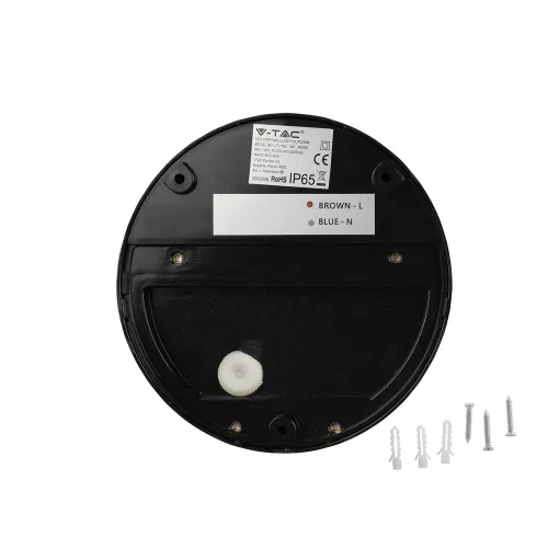 LED lépcsőházi lámpa 3W 3000K kerek fekete lépcsőlámpa VT-1182 V-TAC