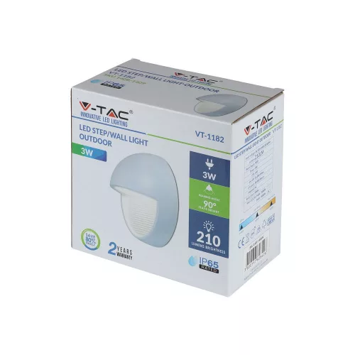 LED lépcsőházi lámpa 3W 4000K kerek fehér lépcsőlámpa VT-1182 V-TAC
