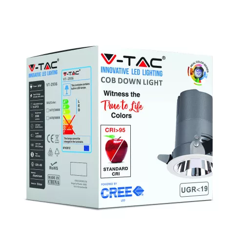 Süllyesztett LED spotlámpa 35W 3000K COB 0-27'D VT-2936 V-TAC