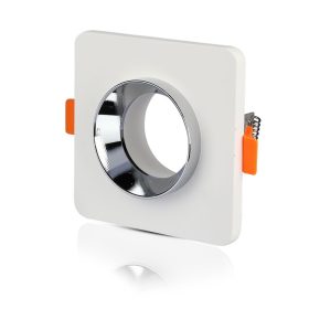   Süllyesztett mennyezeti lámpatest GU10 lyuk négyzet fehér/króm gipsz VT-862 V-TAC - 5 év garancia