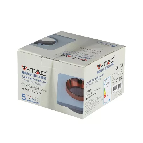Süllyesztett mennyezeti lámpatest GU10 fűzőlyuk négyzet fehér/króm VT-862 V-TAC - 5 év garancia