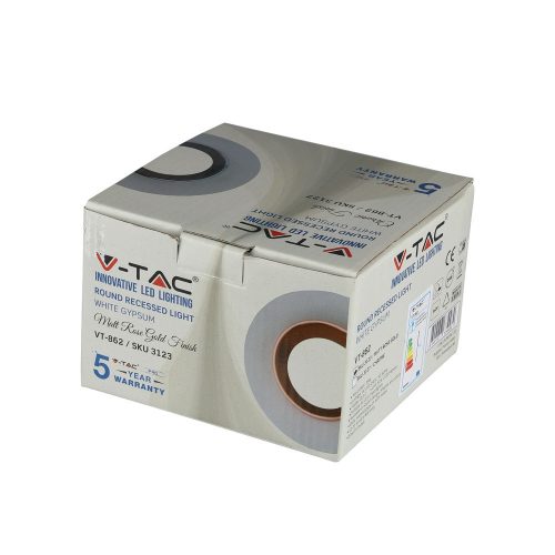 Süllyesztett mennyezeti lámpatest GU10 fűzőlyukkal kerek fehér/rózsa arany gipsz VT-862 V-TAC - 5 év garancia