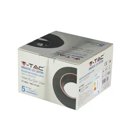Süllyesztett mennyezeti lámpatest GU10, kerek szürke/rózsa arany VT-862 V-TAC - 5 év garancia