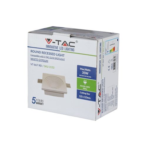 Süllyesztett mennyezeti lámpatest GU10 fűzőlyuk, kerek fehér VT-867 V-TAC - 5 év garancia