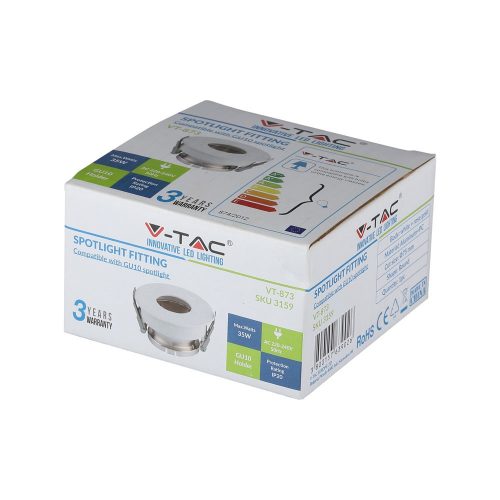 Süllyesztett mennyezeti lámpatest GU10 fűzőlyukkal, kerek fehér/rózsa arany rózsa arany VT-873 V-TAC