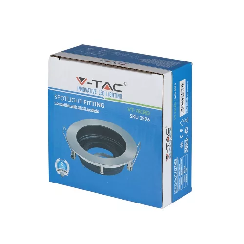 Süllyesztett mennyezeti lámpatest GU10 kerek szatén nikkel VT-781 V-TAC