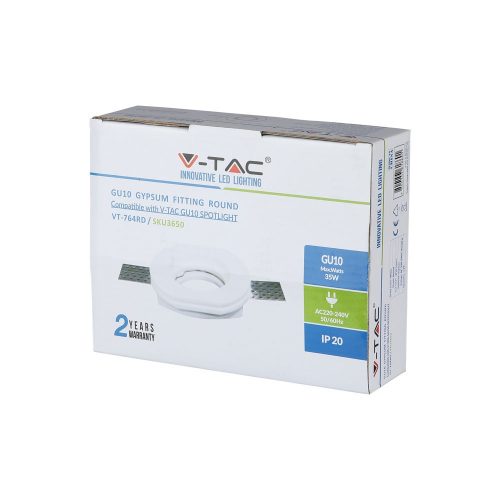 Mennyezeti lámpatest süllyesztett GU10 kerek fehér VT-764 V-TAC