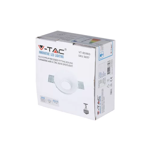 Mennyezeti lámpatest süllyesztett GU10 kerek fehér VT-859 V-TAC
