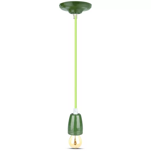 Függesztett lámpa E27 rögzítő porcelán zöld ernyő VT-7998 V-TAC kábellel