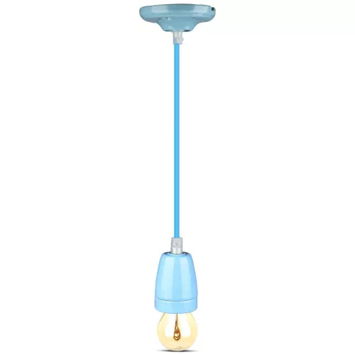 Függesztett lámpa E27, porcelán kék ernyő VT-7998 V-TAC kábellel