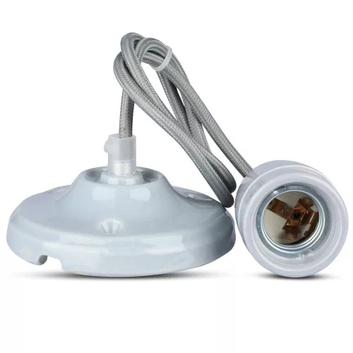 Függesztett lámpa E27 rögzítő porcelánszürke ernyő VT-7998 V-TAC kábellel