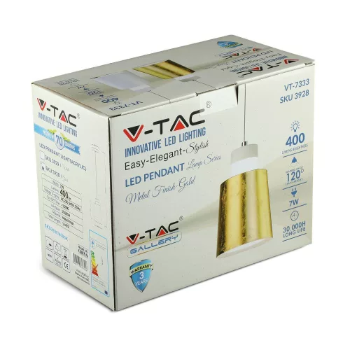 Függesztett lámpa 7W 4000K LED Gold FÜGGŐLÁMPÁK VT-7333 V-TAC