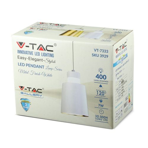 Függesztett lámpa 7W 4000K LED fehér FÜGGŐ LÁMPÁK VT-7333 V-TAC