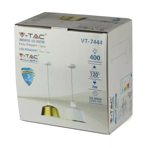 Függesztett lámpa 7W 4000K LED fehér FÜGGŐLÁMPÁK VT-7444 V-TAC