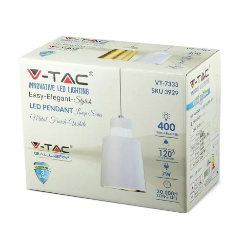 Függesztett lámpa 7W 3000K LED fehér FÜGGŐ LÁMPÁK VT-7333 V-TAC