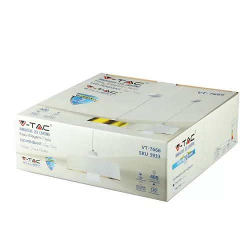 Függesztett lámpa 7W 3000K LED fehér FÜGGŐ LÁMPÁK VT-7666 V-TAC