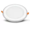 Süllyesztett LED panel 18W 6400K üveg kerek FLICKER FREE VT-1881G V-TAC