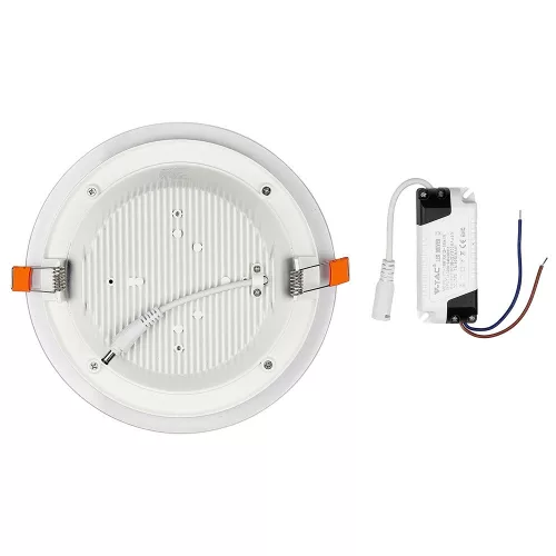 Süllyesztett LED panel 18W 6400K üveg kerek FLICKER FREE VT-1881G V-TAC