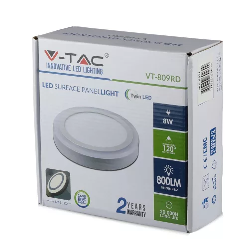Felületre szerelt LED panel 8W 3000K Round VT-809 V-TAC