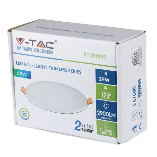 LED panel süllyesztett 29W 4000K SLIM kerek VT-2929 V-TAC