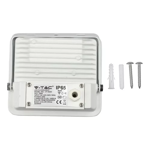 LED reflektor 20W CCT + RGB BLUETOOTH fehér VT-5020 V-TAC
