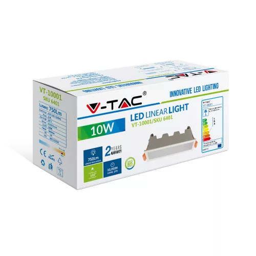 Süllyesztett LED panel 10W 3000K Lineáris Fehér VT-10001 V-TAC
