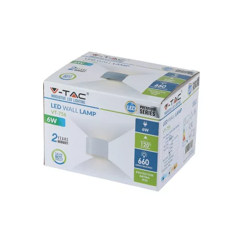 LED fali lámpa 6W 3000K IP65 Fel/Le Állítható fényszög Szürke Kerek BRIDGELUX CHIP VT-756 V-TAC
