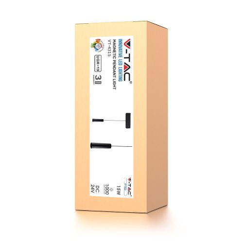 LED-es sínlámpa 15W 3000K fekete mágneses rendszer 24V VT-4315 V-TAC
