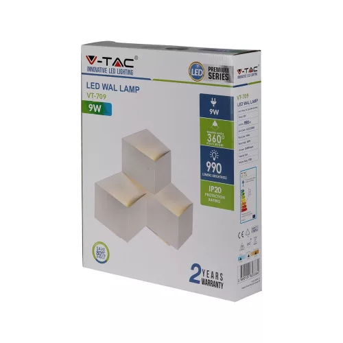 LED fali lámpa 9W 4000K IP20 Fehér VT-709 V-TAC
