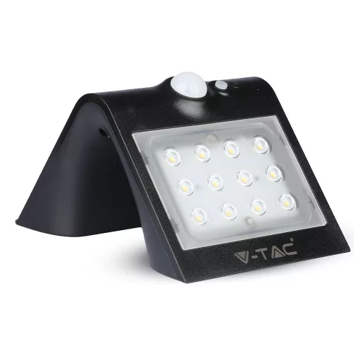 LED 1.5W napelemes fali lámpa 4000K mozgásérzékelővel fekete VT-767-7 V-TAC