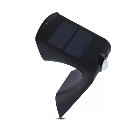 LED 1.5W napelemes fali lámpa 4000K mozgásérzékelővel fekete VT-767-7 V-TAC