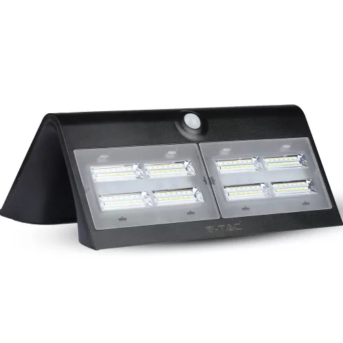 LED 7W napelemes fali lámpa 4000K mozgásérzékelővel fekete VT-767 V-TAC