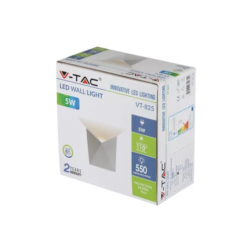 LED fali lámpa 5W 4000K IP65 aszimmetrikus fehér VT-825 V-TAC