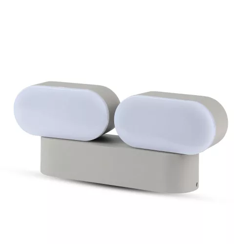 LED fali lámpa 12W 3000K IP65 350°-ban forgatható duplaszürke VT-814 V-TAC