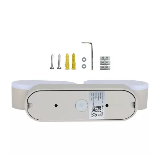 LED fali lámpa 12W 3000K IP65 350°-ban forgatható duplaszürke VT-814 V-TAC