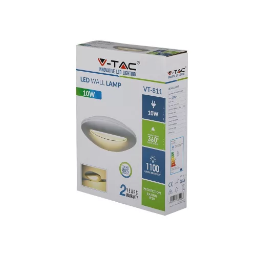 LED fali lámpa 10W 4000K IP65 ovális fehér VT-811 V-TAC