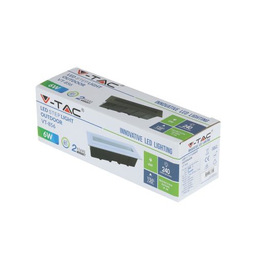 LED lépcsőlámpa 6W 4000K négyszögletes fekete lépcsőlámpa VT-856 V-TAC