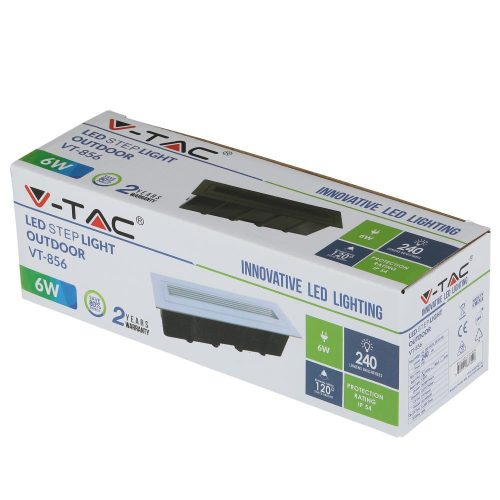 LED lépcsőházi lámpa 6W 3000K négyszögletes fehér lépcsőlámpa VT-856 V-TAC