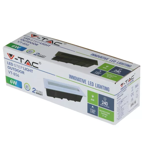 LED lépcsőházi lámpa 6W 3000K négyszögletes fehér lépcsőlámpa VT-856 V-TAC