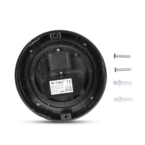 LED fali lámpa 12W 3000K IP65 fekete kerek VT-828 V-TAC