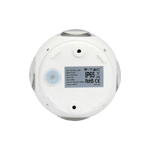 LED fali lámpa 4W 3000K IP65 4-Light Kerek Fehér VT-834 V-TAC